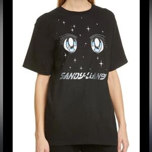 Sandy Liang Anime Graphic Tee In Washed Black Size XS